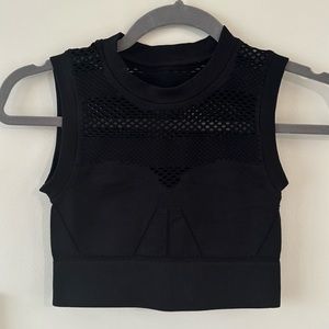 Ivy park black seamless net cropped top tank, size XS